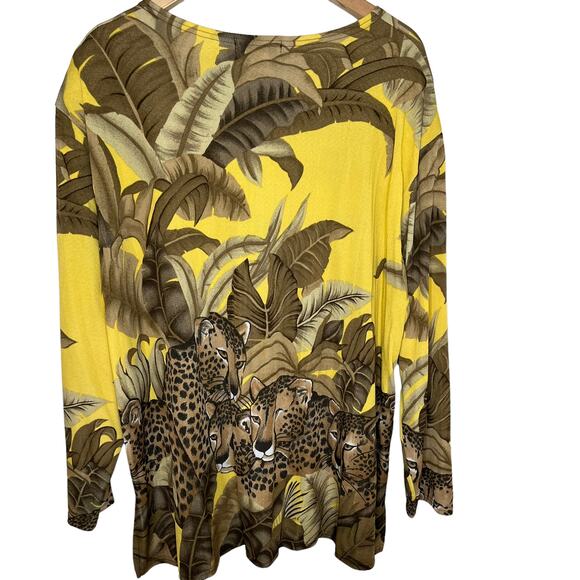 Vintage LS Collections Sunu Cheetah Leopard Travel Slinky Tunic Top NEW NWOT 3X - Picture 3 of 9